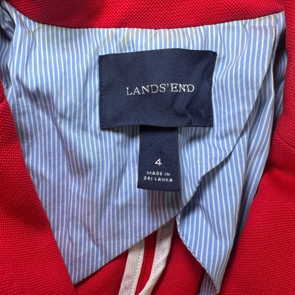 Lands End red nautical preppy single button women's academia coastal blazer 10 - Picture 5 of 9